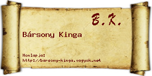 Bársony Kinga névjegykártya