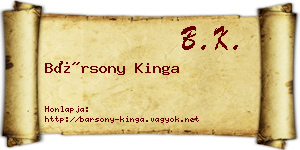 Bársony Kinga névjegykártya